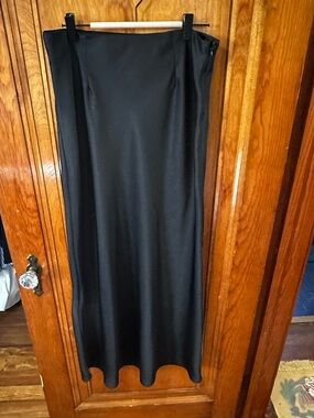 Commense Black Satin Maxi Skirt - Sleek Slip Silhouette